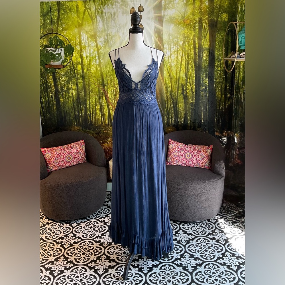 Free People Deep Blue Lace Maxi Dress